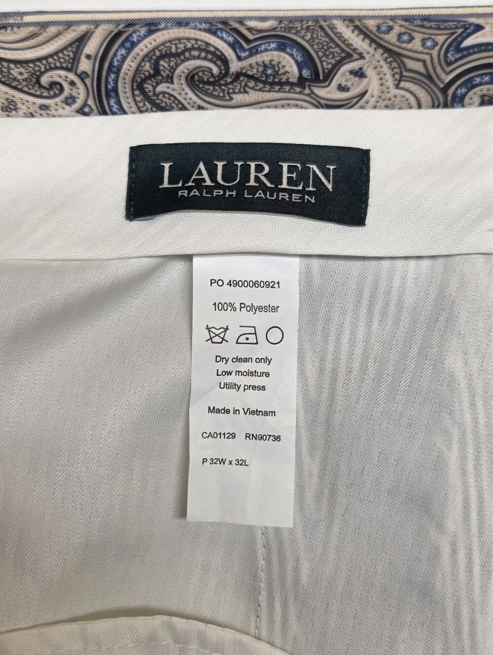 Lauren Ralph Lauren Seersucker Suit Mens 38R 32x32 Navy Cream Stripe 2Pc